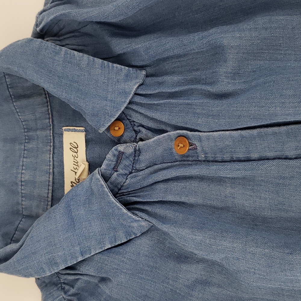 Madewell Central Drapey Button Front Shirt Size XS Bright Indigo Oversized - Picture 7 of 9